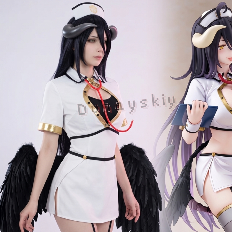 Anime Cosplay Albedo - OVERLORD Albedo Gotik Melek Hemşire Cosplay