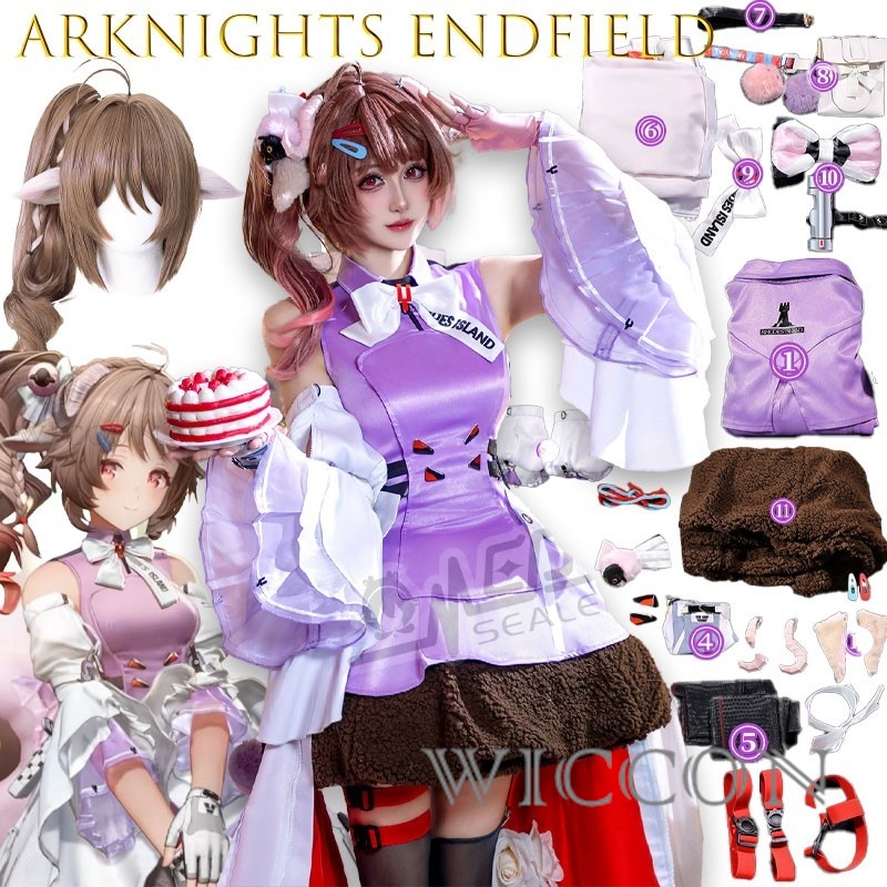 Anime Cosplay Blue Hair - Cadılar bayramı Yetişkinler Arknights Endfield Eldara