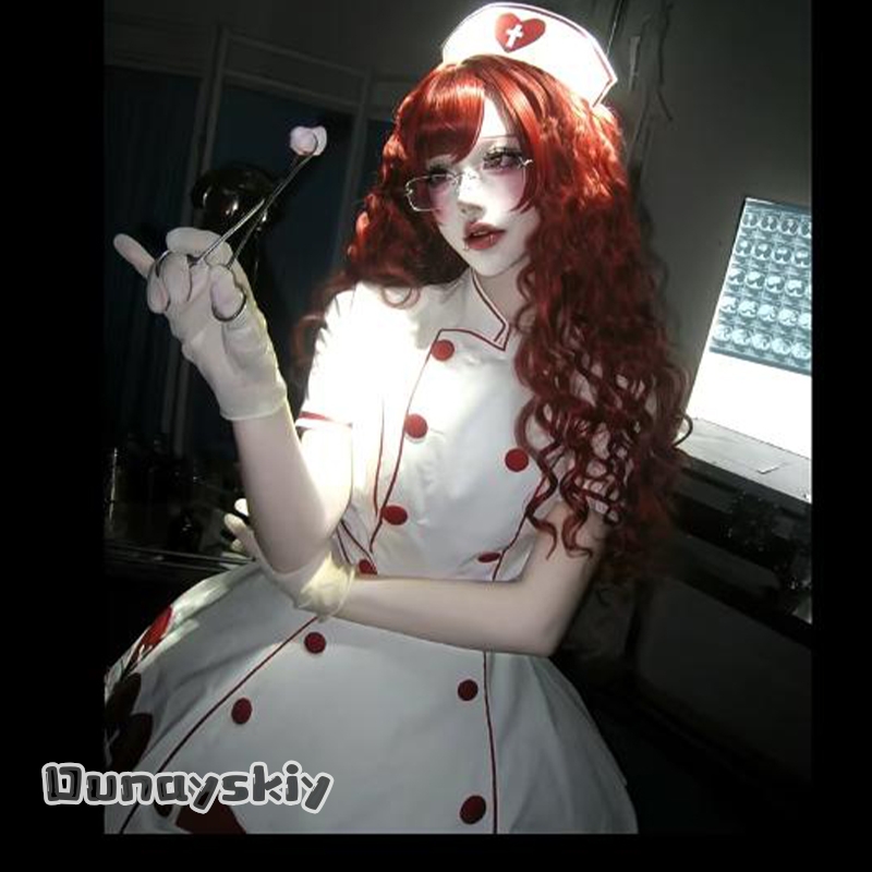 Anime Cosplay Nurse - OHaYo% Kanlı Hemşire Fanart Cadılar Bayramı