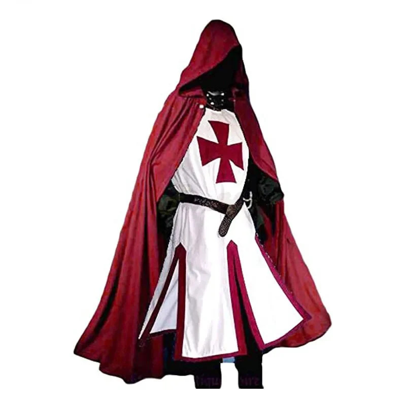 Anime Cosplay Youtube Shorts - S-4XL Erkekler Ortaçağ Haçlı Şövalyeleri Templar